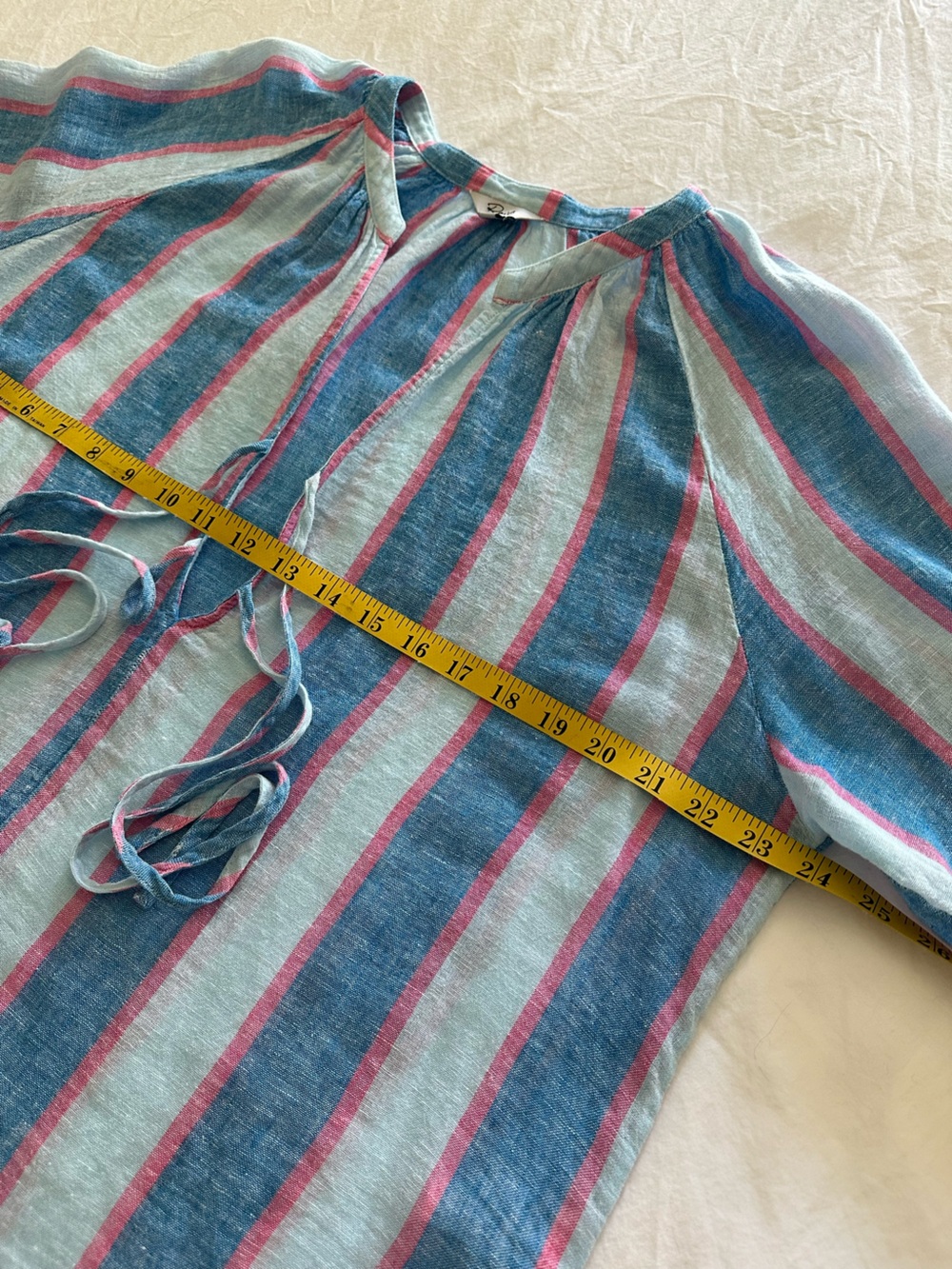 Rails tie-front linen top in blue and pink, size large - Picture 7 of 13